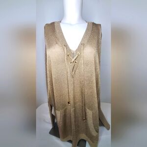 MICHAEL KORS-size S/M- oversize top Metallic Gold Knit Fabric